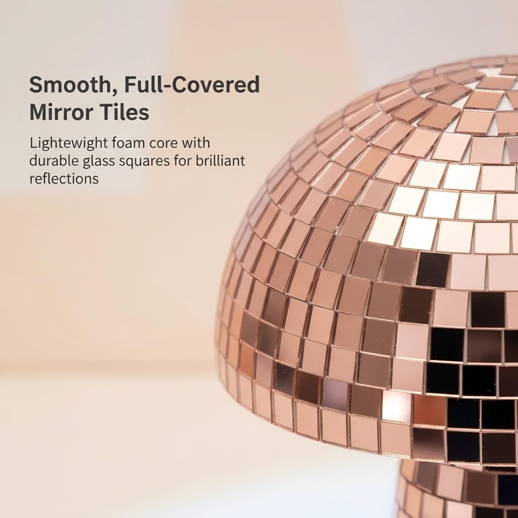 Lámpara bola discoteca oro rosa 7pulg decoración hogar fiesta