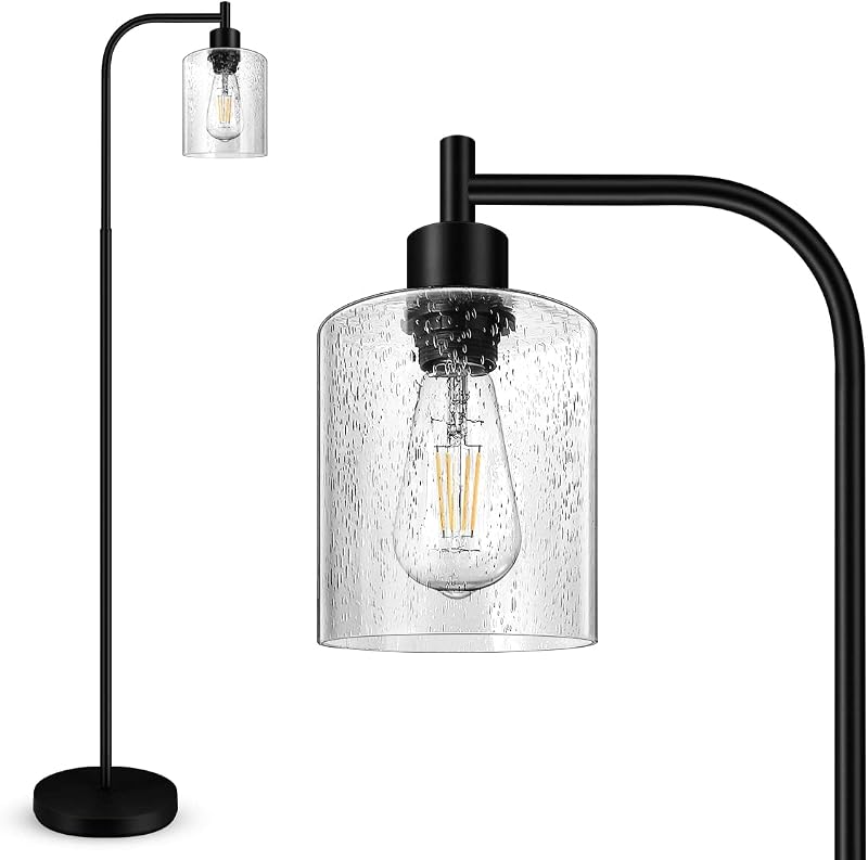 Lámpara pie moderna vidrio sembrado 65" LED incluida
