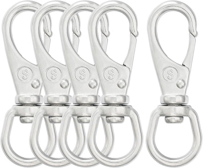 Ganchos giratorios acero inox set 5 clips perro