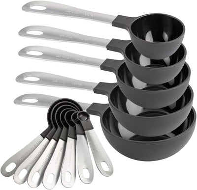 Set 12 Pzas Tazas y Cucharas Medidoras Acero Inox
