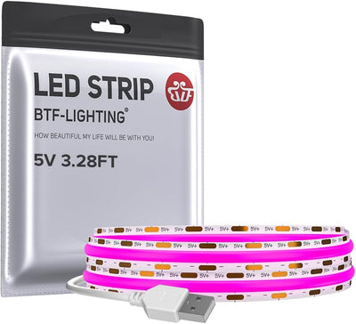 Tira LED COB morado USB 320 LED 3.28pies flexible retroiluminacion