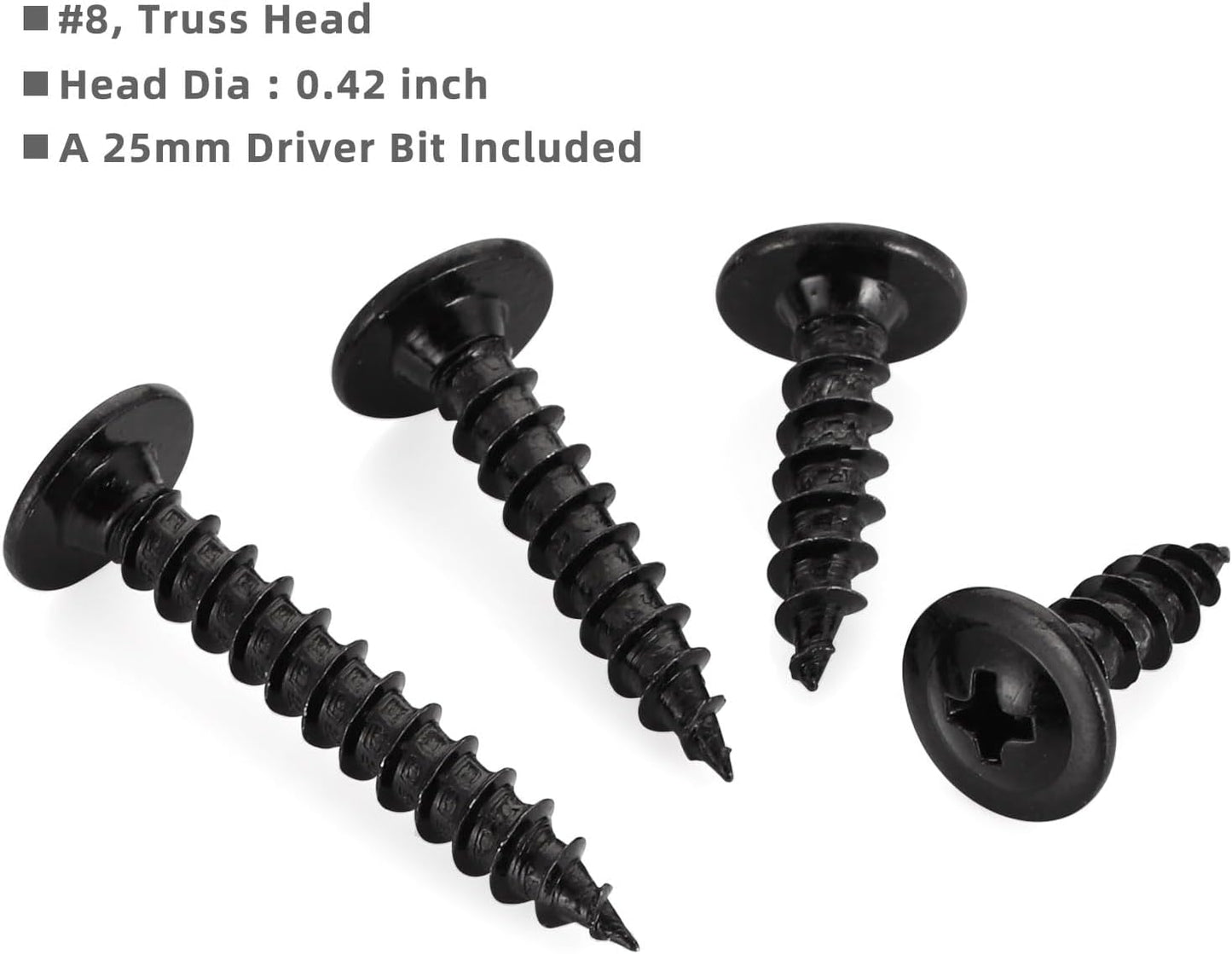 Tornillos madera cabeza armadura negra 1/2pulg acero 100uds