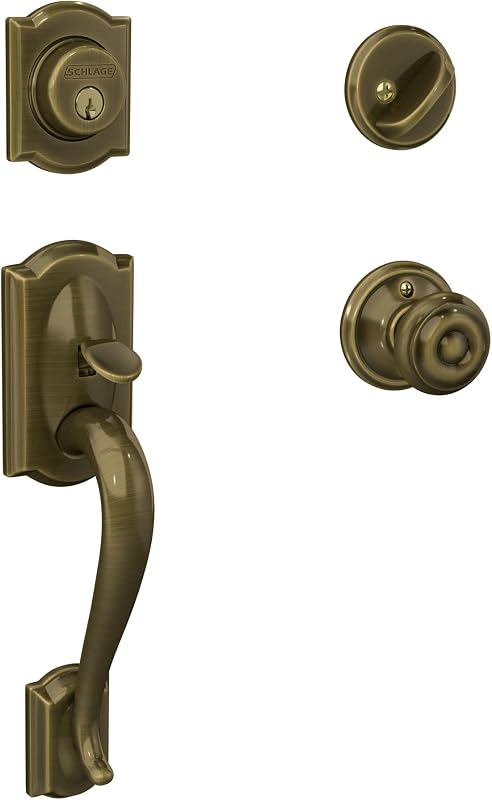 Set manijas puerta delantera latón antiguo pomo georgiano