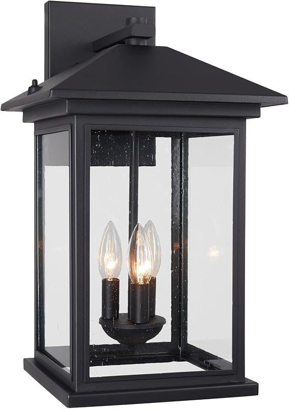 Lámpara pared exterior 20pulg 3 luces vidrio sembrado