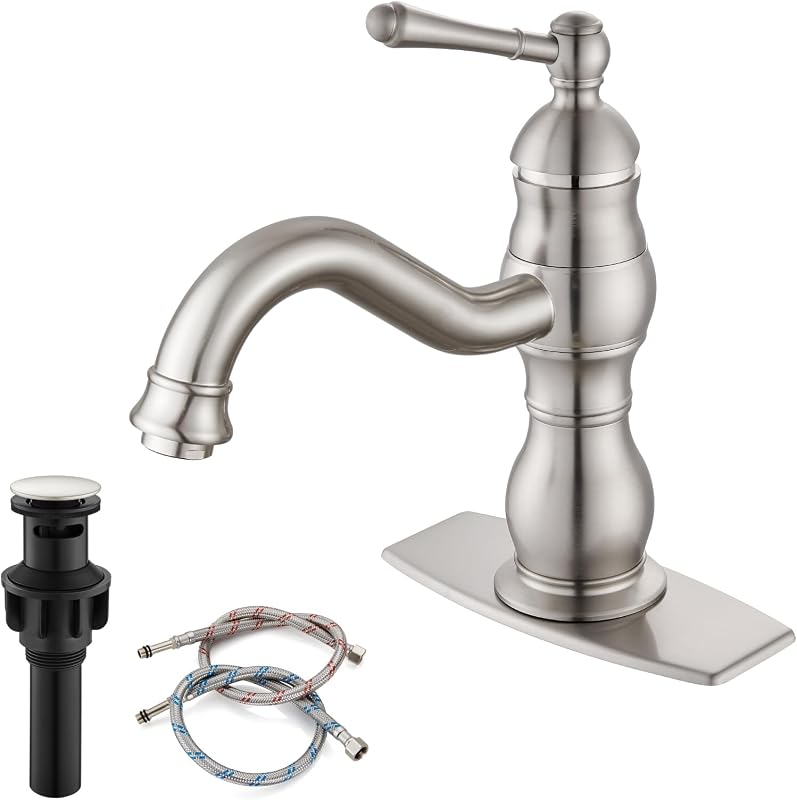 Grifo baño vintage níquel cepillado 7.1" 360°