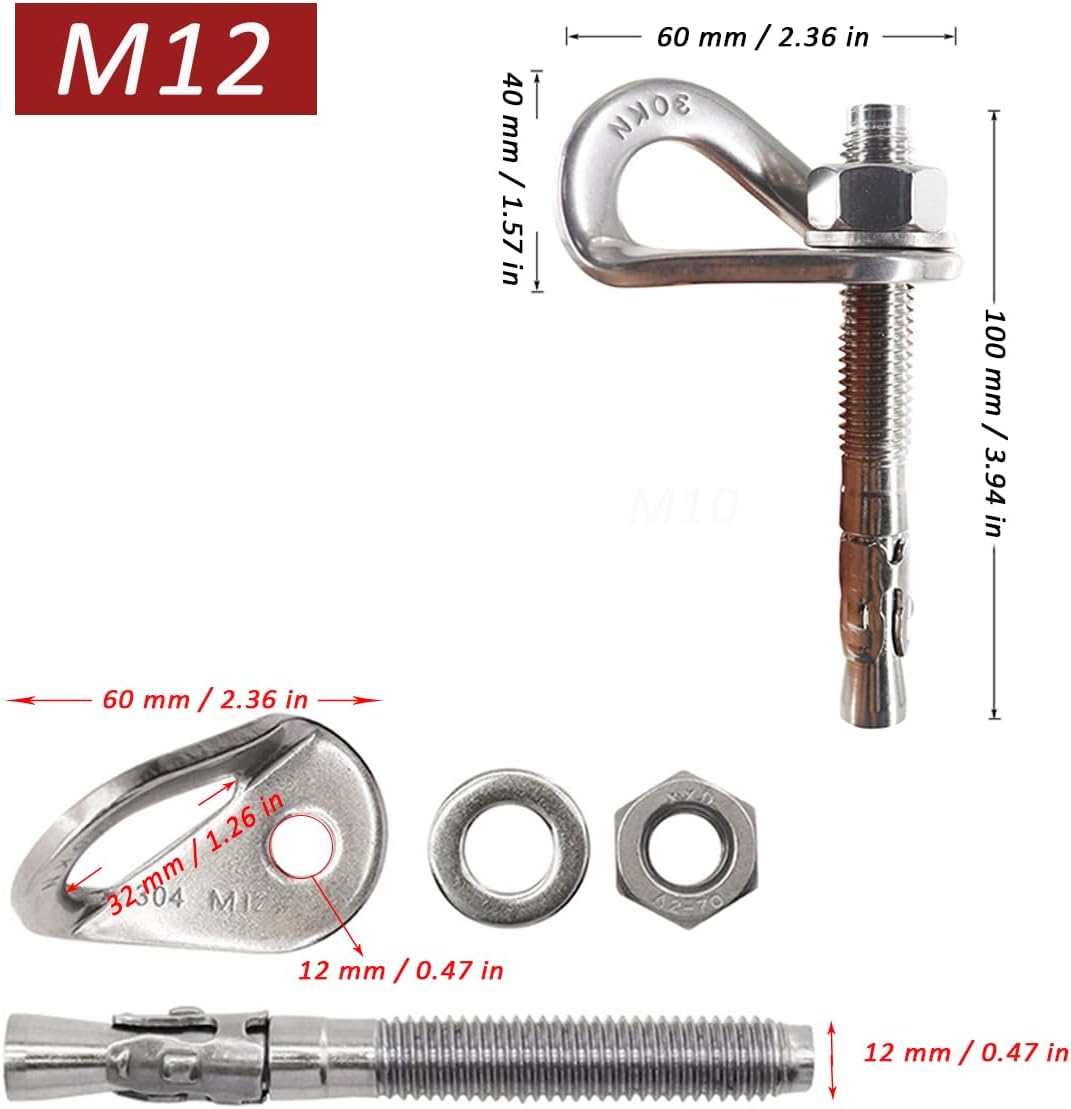 Set 2 pernos anclaje escalada acero inox 30KN