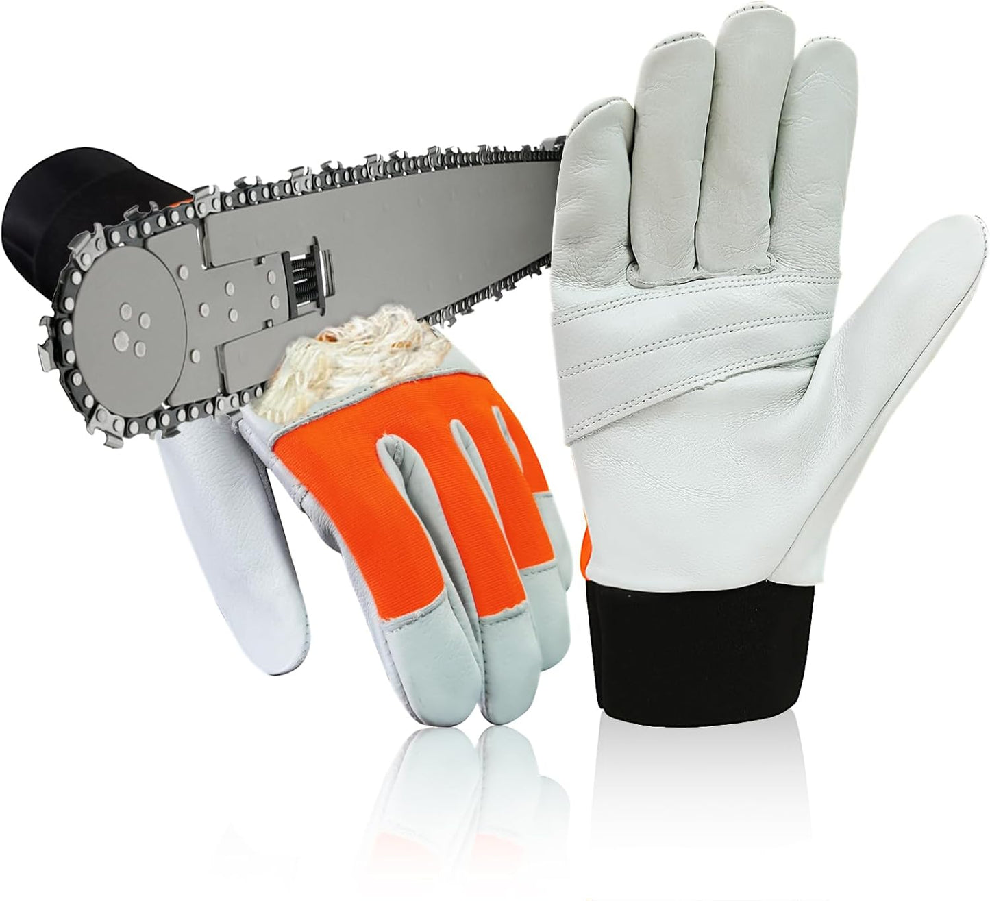 Guantes motosierra protección mano izquierda cuero