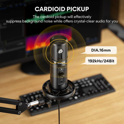 Micrófono USB condensador para PC estudio podcast grabación Twitch