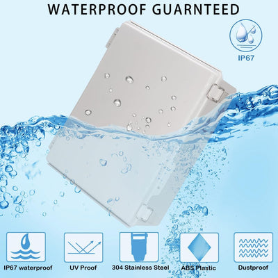 Caja eléctrica IP67 plástico soporte pared 2 prensaestopas