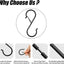 20 Ganchos en S 3.5" Resistentes para Ropa y Ollas Negro