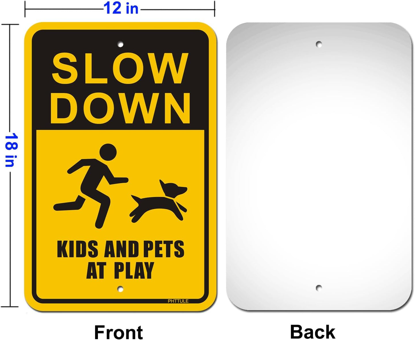 2 Letreros Slow Down Kids 18x12" Aluminio Reflectante