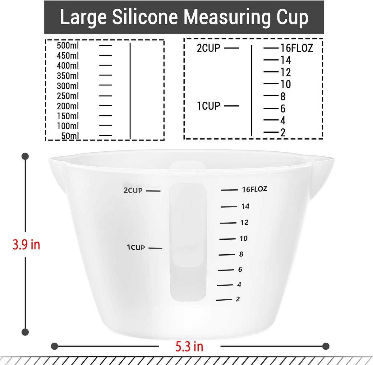 Vasos medidores silicona 16oz 2 pzas antiadherentes reutilizables