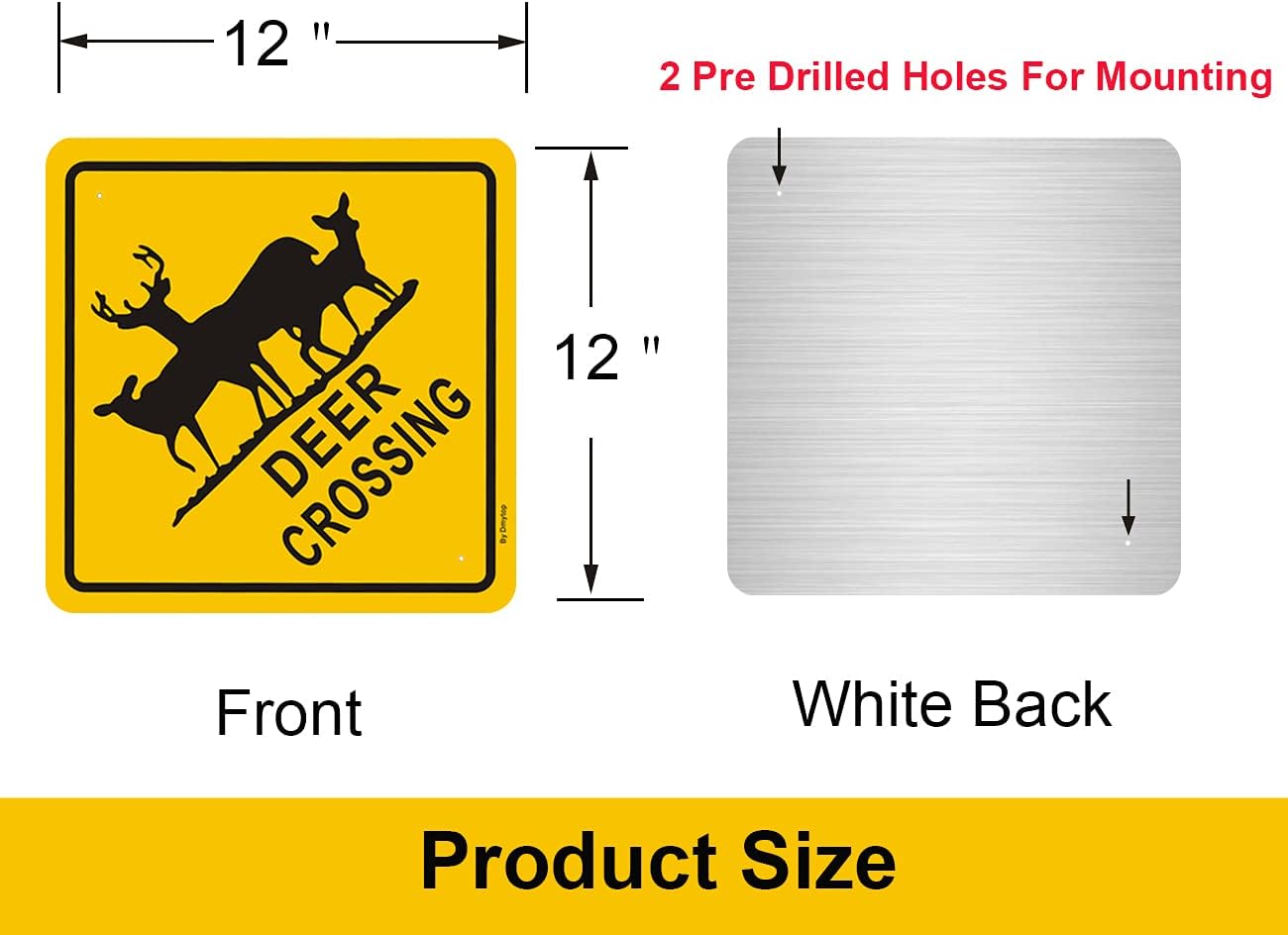 Letrero aluminio ciervo Deer Xing 12x12" resistente