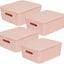 4 Cestas Plástico Apilables con Tapas Rosa 3.1gal