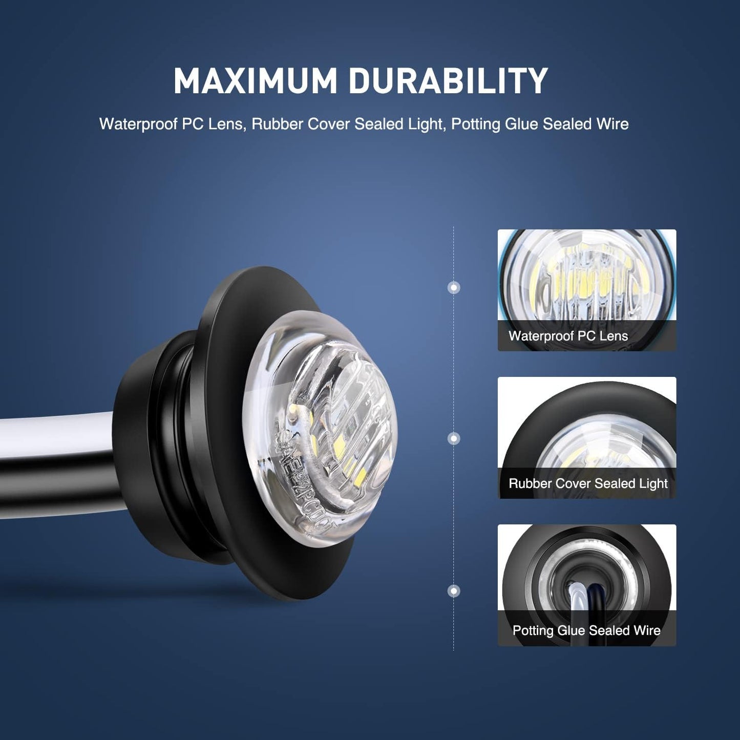 30 Pzas Luces LED Redondas 3/4" para Camión RV Coche