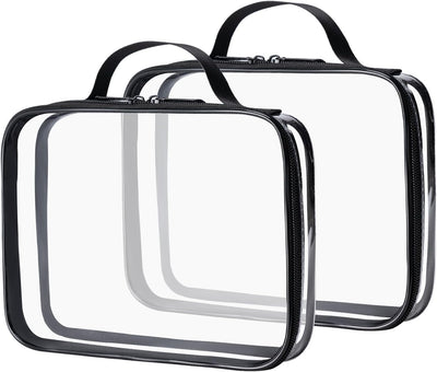 Bolsa aseo TSA transparente con asa 2 pzas para viaje negro
