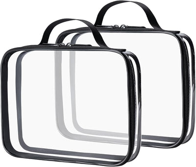 Bolsa aseo TSA transparente con asa 2 pzas para viaje negro