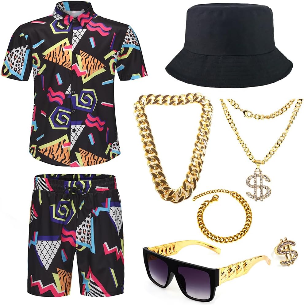 Conjunto accesorios traje hip hop hombre sombrero gafas