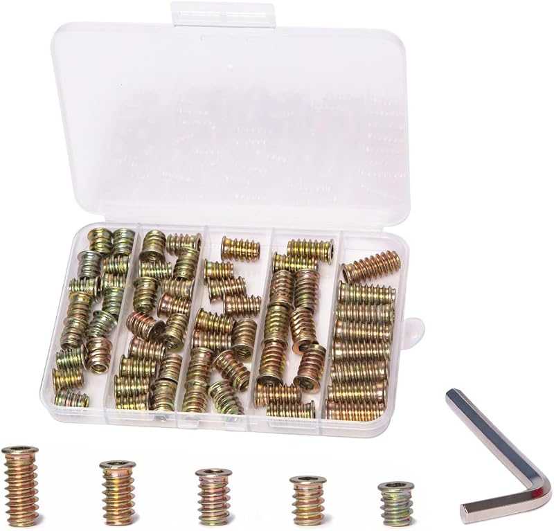 Kit 58 Pzas Insertos Roscados 1/4-20 para Muebles de Madera