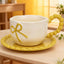 Juego tazas café coqueta amarilla con platillo 12oz