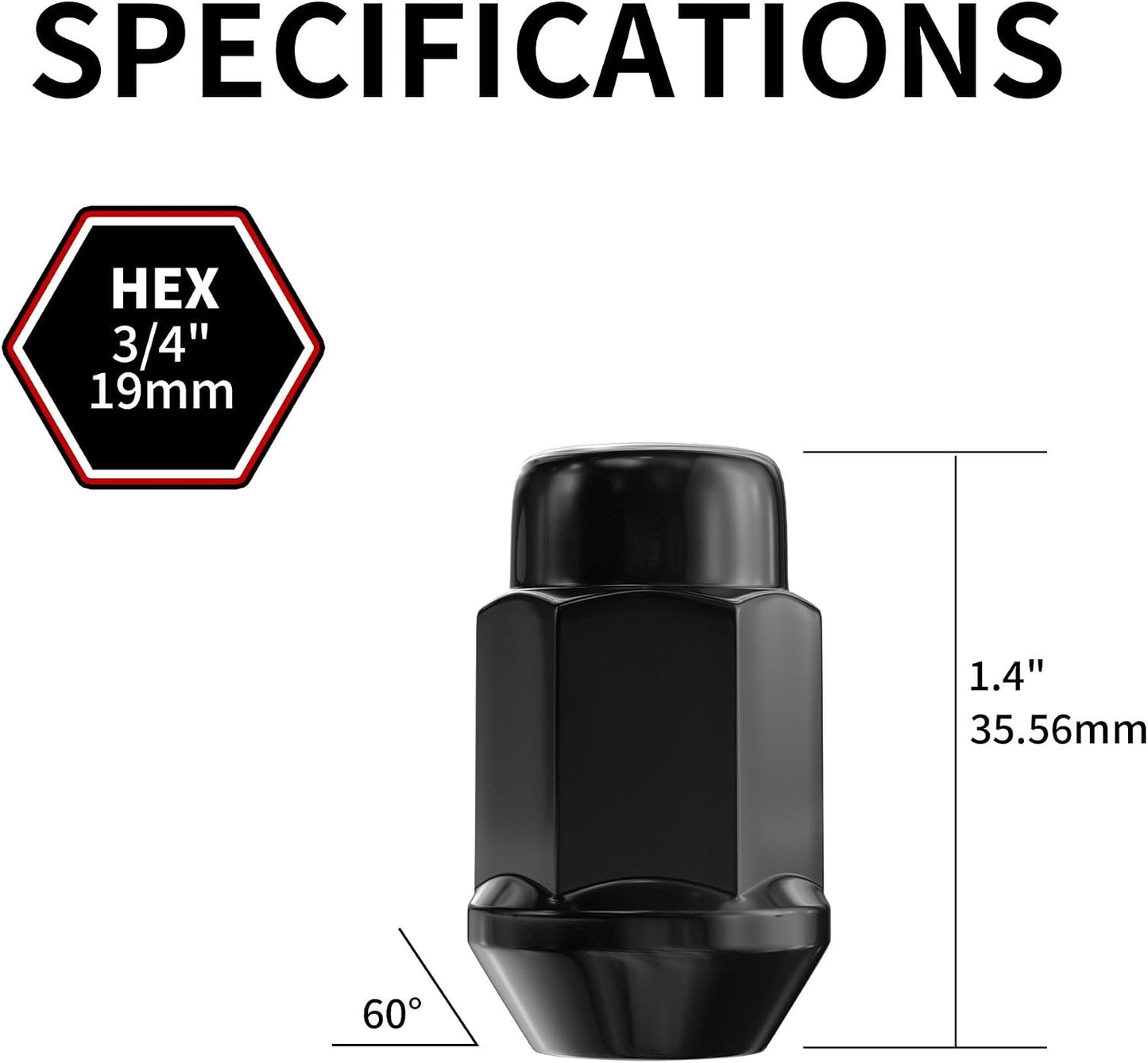20 Tuercas Hex 1.4" para Bronco Mustang Ranger