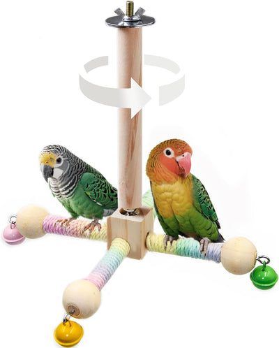 Juguete percha con campanas para loros y cacatúas