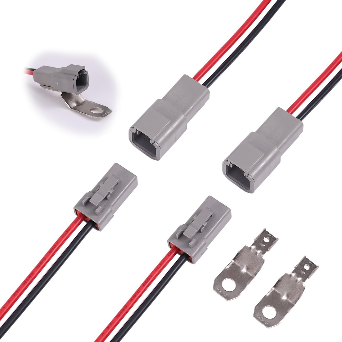 2 Pares Conectores DTP 2 Pines 12 AWG para Luz LED Coche Barco