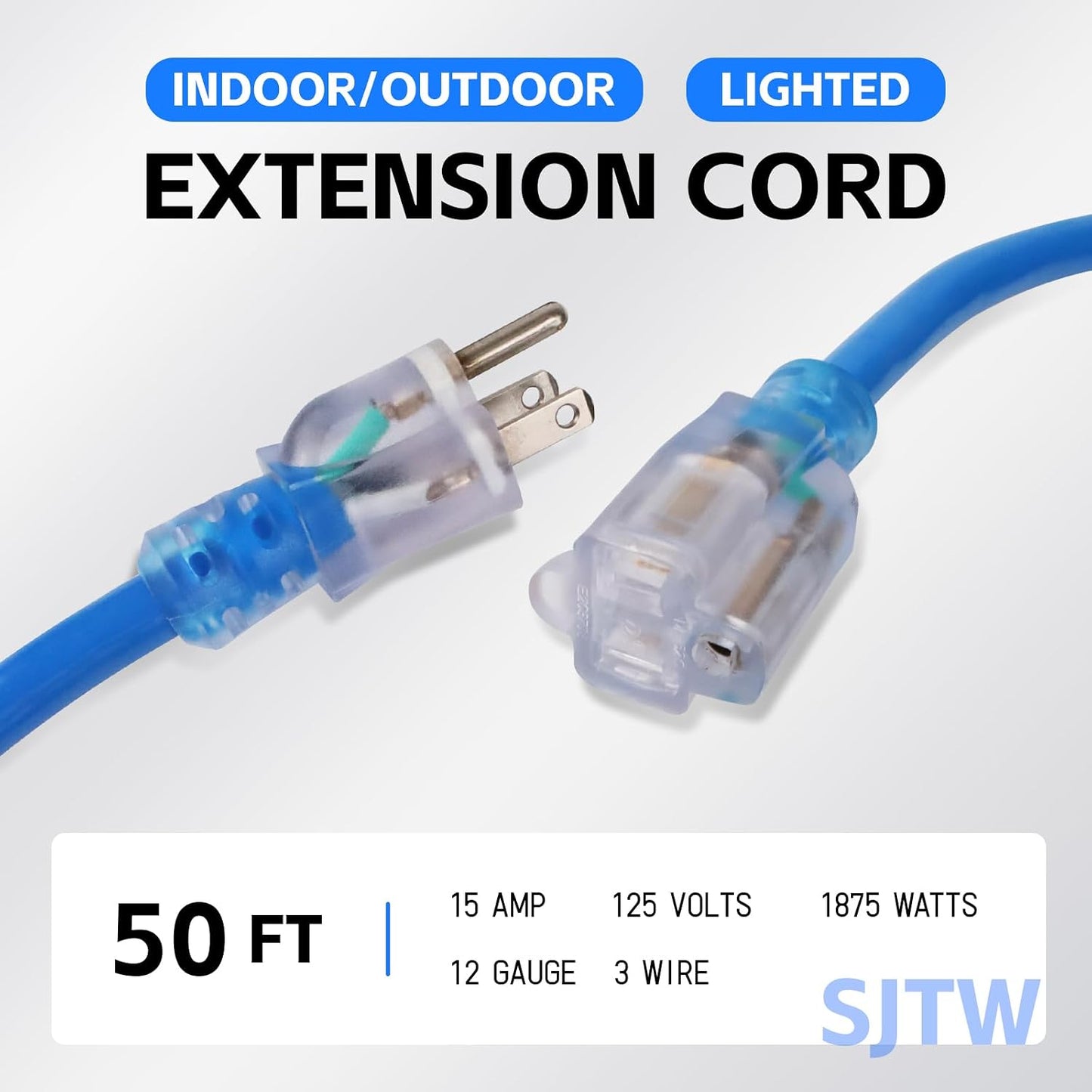 Cable extensión exterior 50ft 12/3 SJTW impermeable