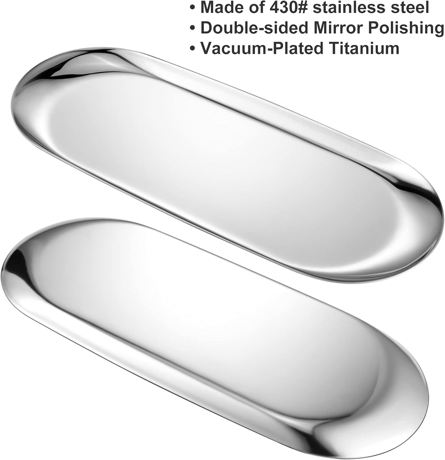 Bandeja plateada tocador acero inox 9x3.8" mediano