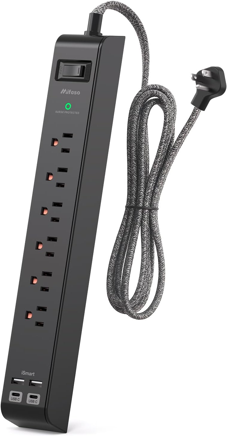 Regleta sobretensiones 15ft 4 USB 2 USB-C 6 tomas CA pared