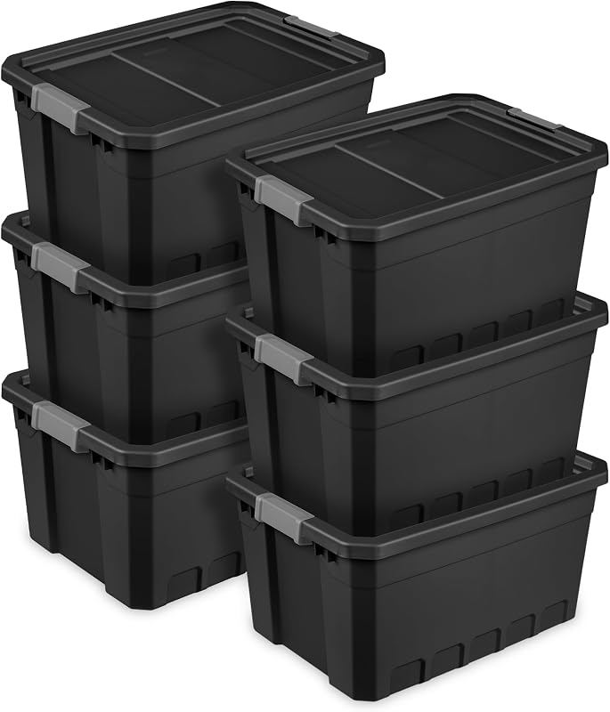 6 Contenedores Plástico Negro 19gal con Tapa