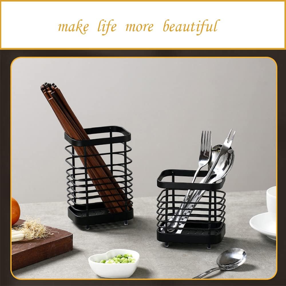 Soporte utensilios acero inox 6x4x3" negro encimera