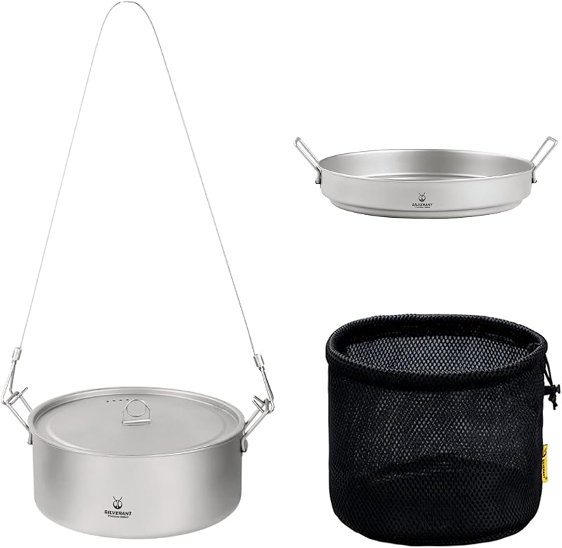 Set 2 Pzas Utensilios Titanio con Taza Colgador Retráctil