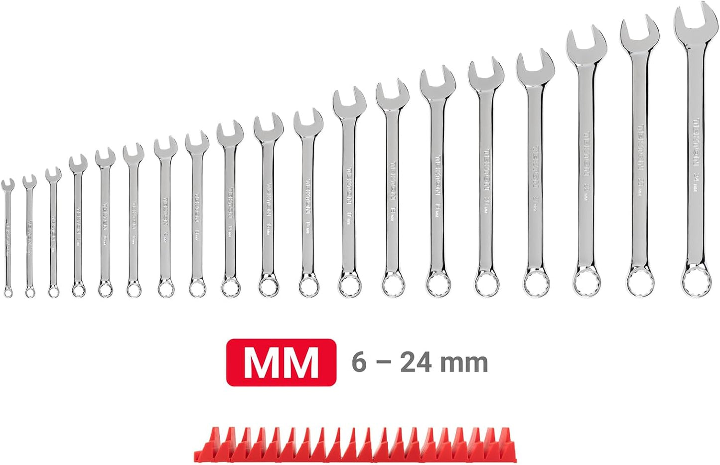 Set llaves combinadas 19 pzas 6-24mm con organiz.