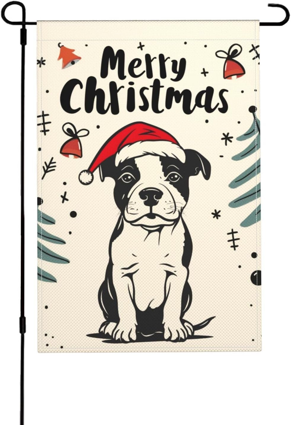 Bandera navideña Pitbull doble cara 12.5x18" exterior