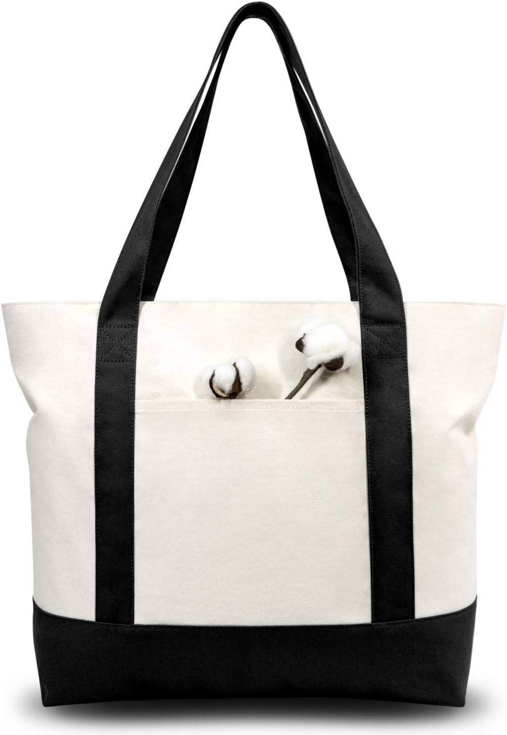 6 Pzas Bolsas Lona con Bolsillo Cremallera Negro/Natural