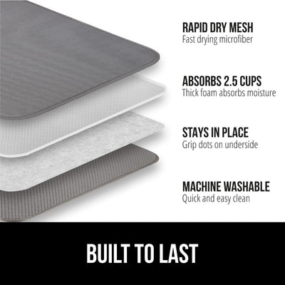 Tapete microfibra absorbente 18x16pulg antideslizante cocina gris