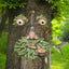 Alimentador pájaros cara árbol 30cm con ojos brillantes