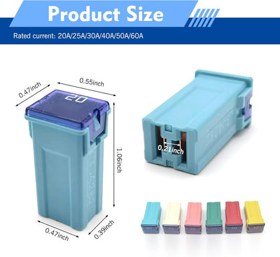 Set 6 fusibles cuadrados 20A-60A color codificado