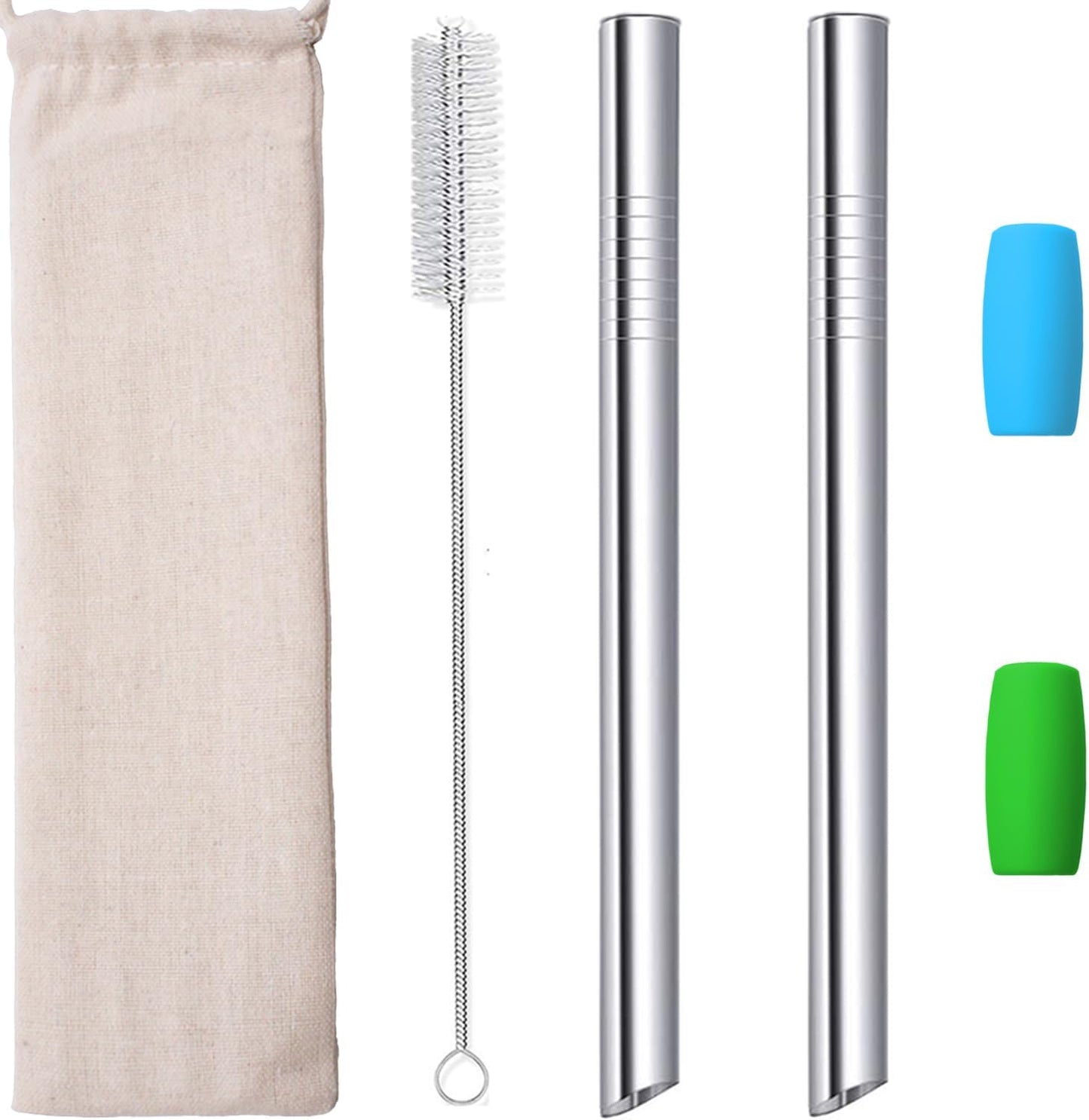 Pajitas acero inox 10pulg con puntas 0.5pulg para batidos y té
