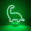 Letrero neón dinosaurio LED USB y pilas color verde