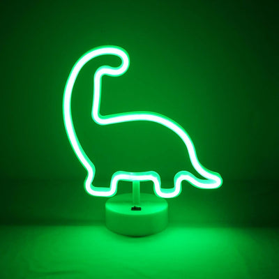 Letrero neón dinosaurio LED USB y pilas color verde
