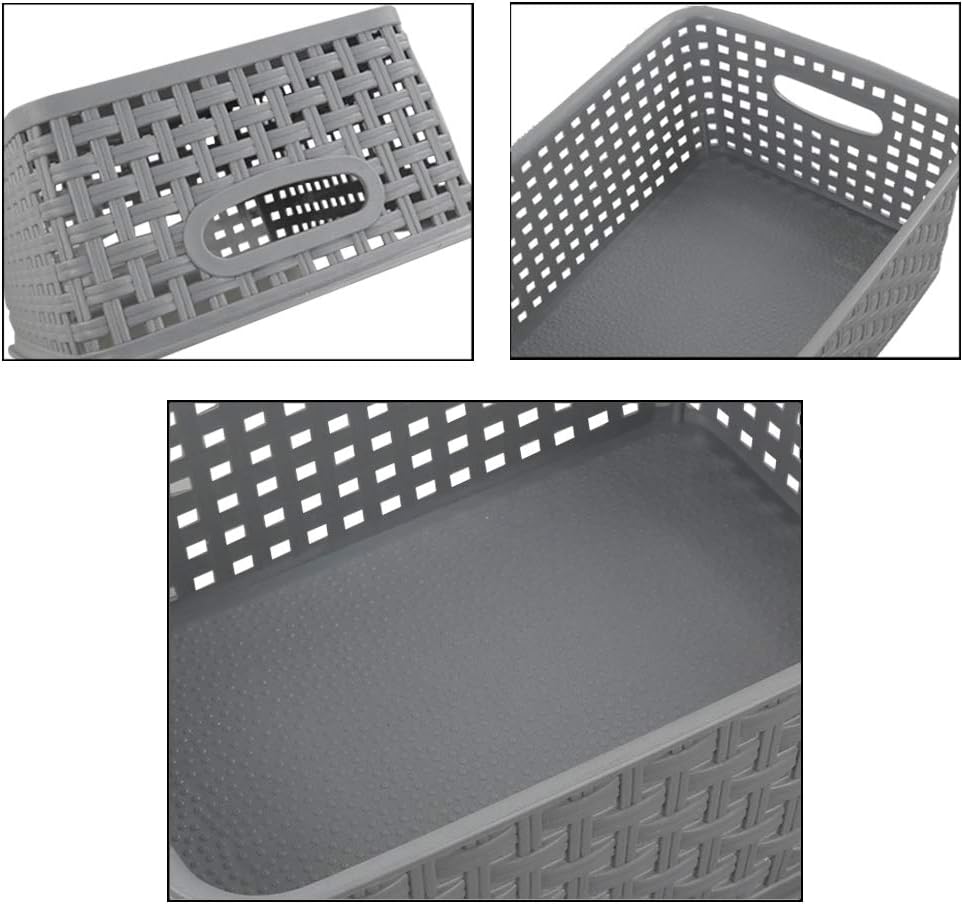 Cesta plástico 10x7.5x4pulg set 6 gris