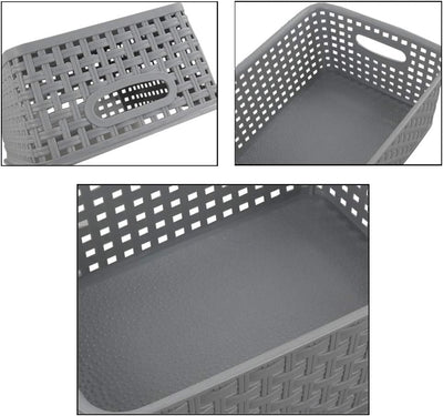 Cesta plástico 10x7.5x4pulg set 6 gris