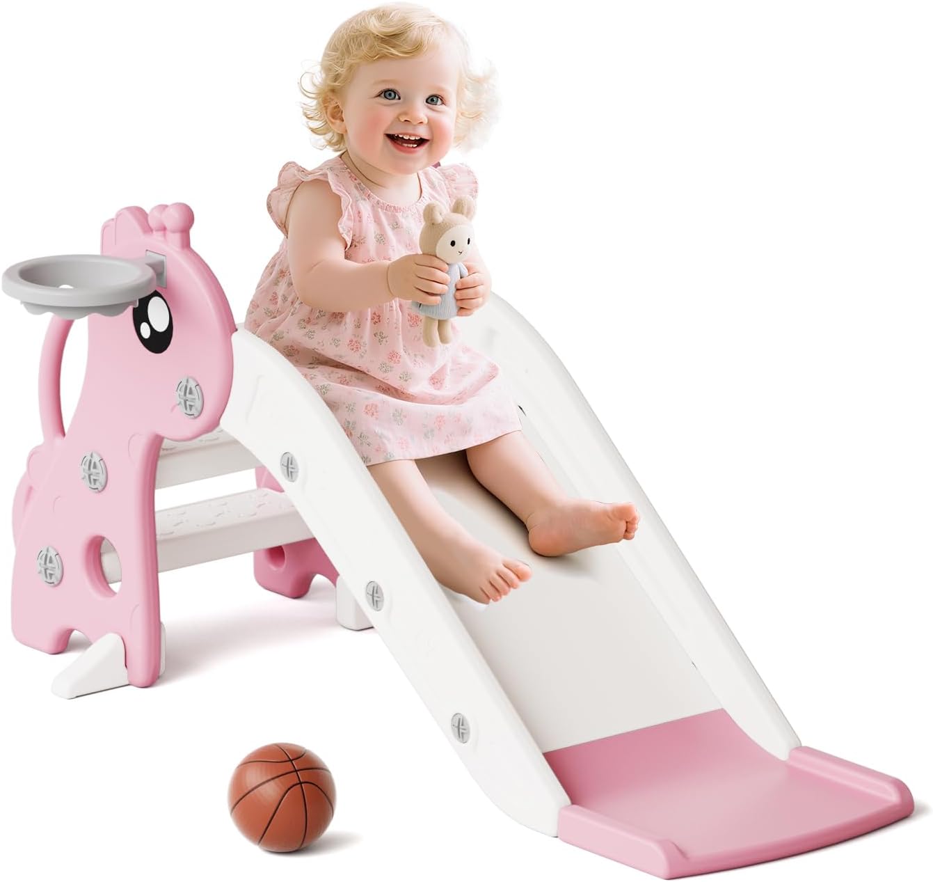 Set escalador tobogán 3en1 para niños 1-3 años color rosa