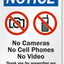 Letrero aluminio 7x10 negr/azul/rojo aviso no cámaras