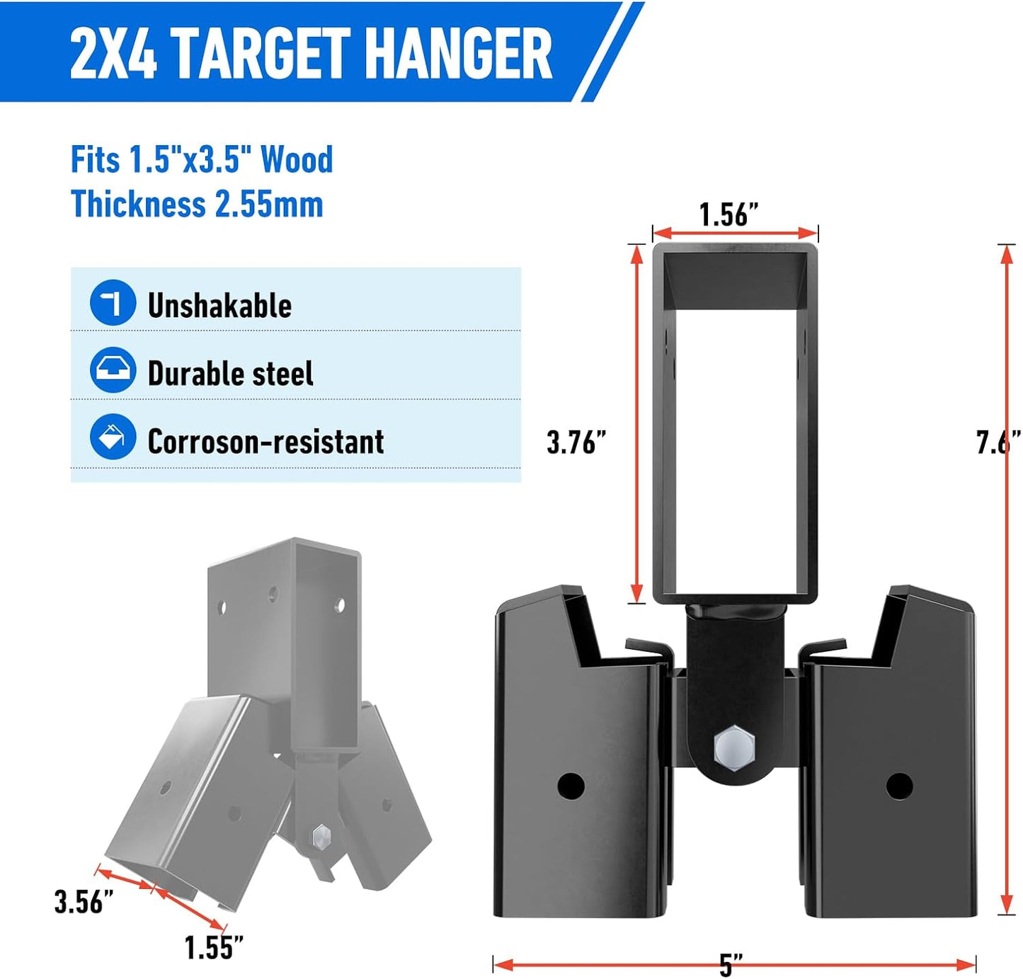 Kit soporte objetivo 2x4 resistente pack 2
