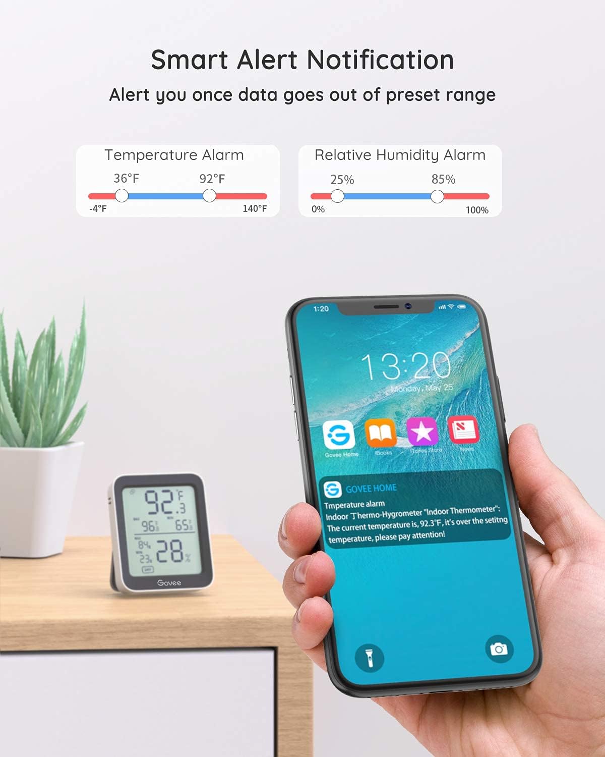 Termómetro higrómetro Bluetooth LCD negro set 2