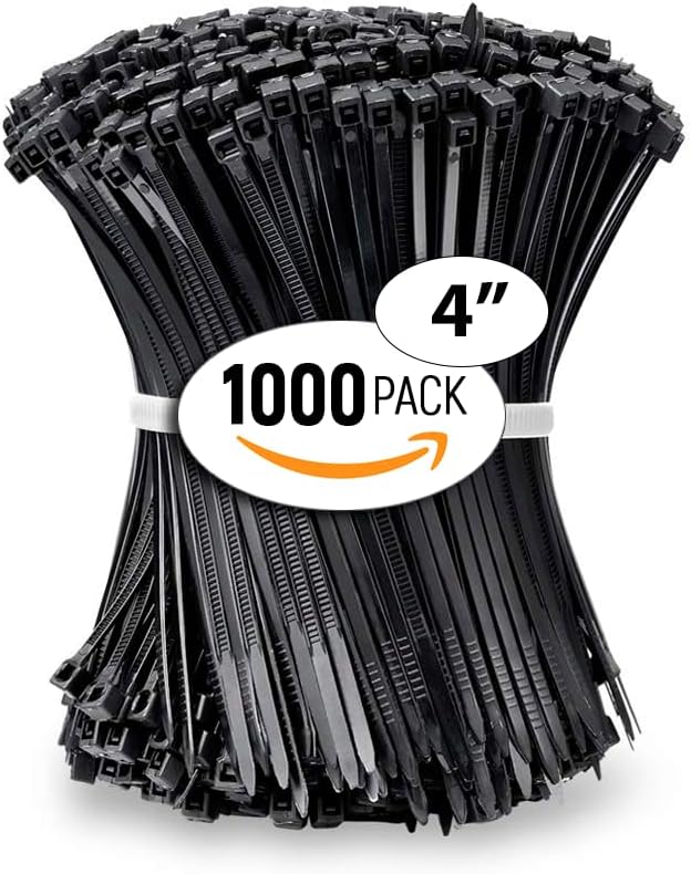 Bridas plástico negro 4pulg set 1000 lazos 18lb resistentes UV