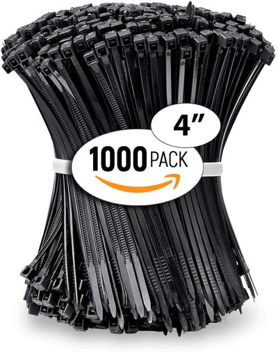 Bridas plástico negro 4pulg set 1000 lazos 18lb resistentes UV